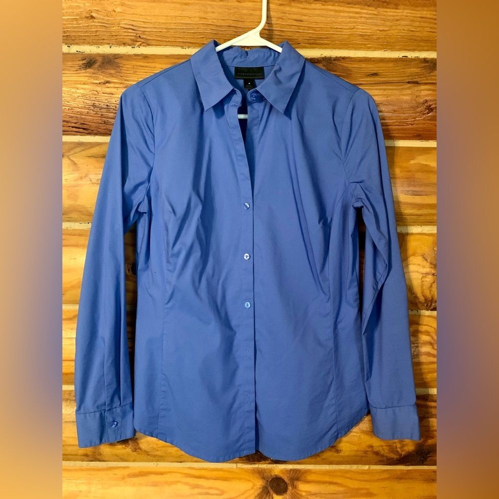 Worthington Blue Button Down Dress Shirt Size 4